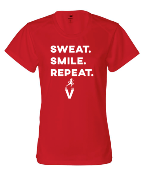 Women's Sports T Shirts | Sweat Smile Repeat | Run Get Fit With V