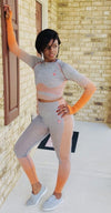 Women's Activewear Sets | V Orange and Grey | Run Get Fit With V